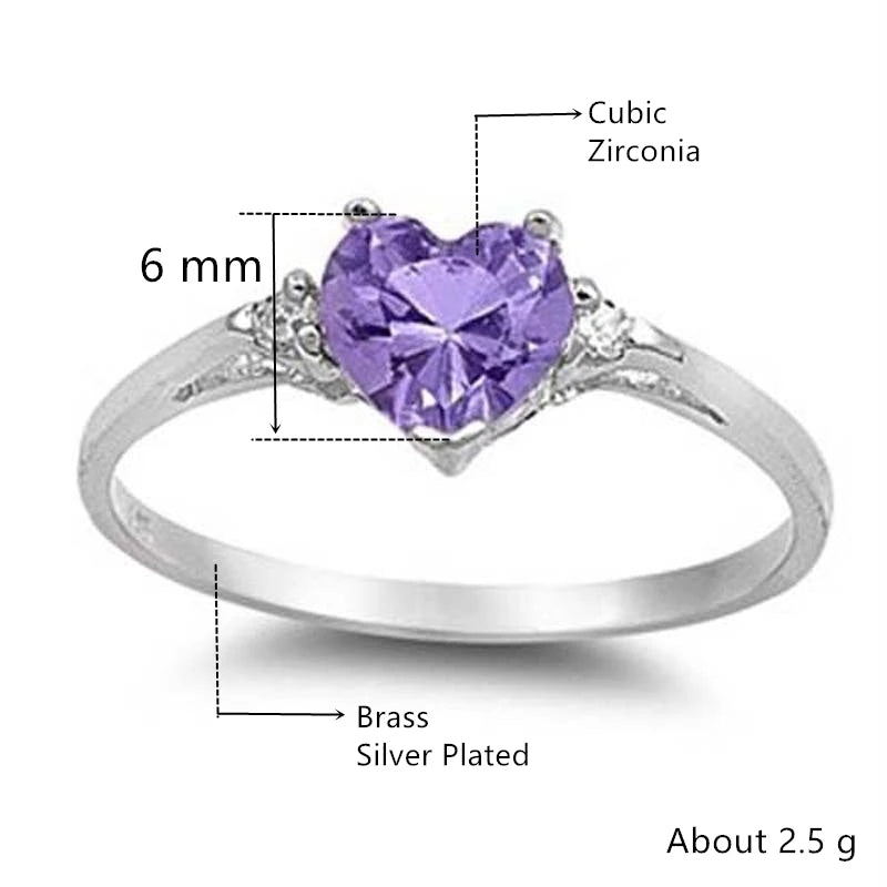 Huitan Mood Ring with Lovely Heart Design Brilliant CZ Prong Setting Silver Plated Best Christmas New Year Gift Rings for Women BEAUTY ABAYA BOUTIQUE
