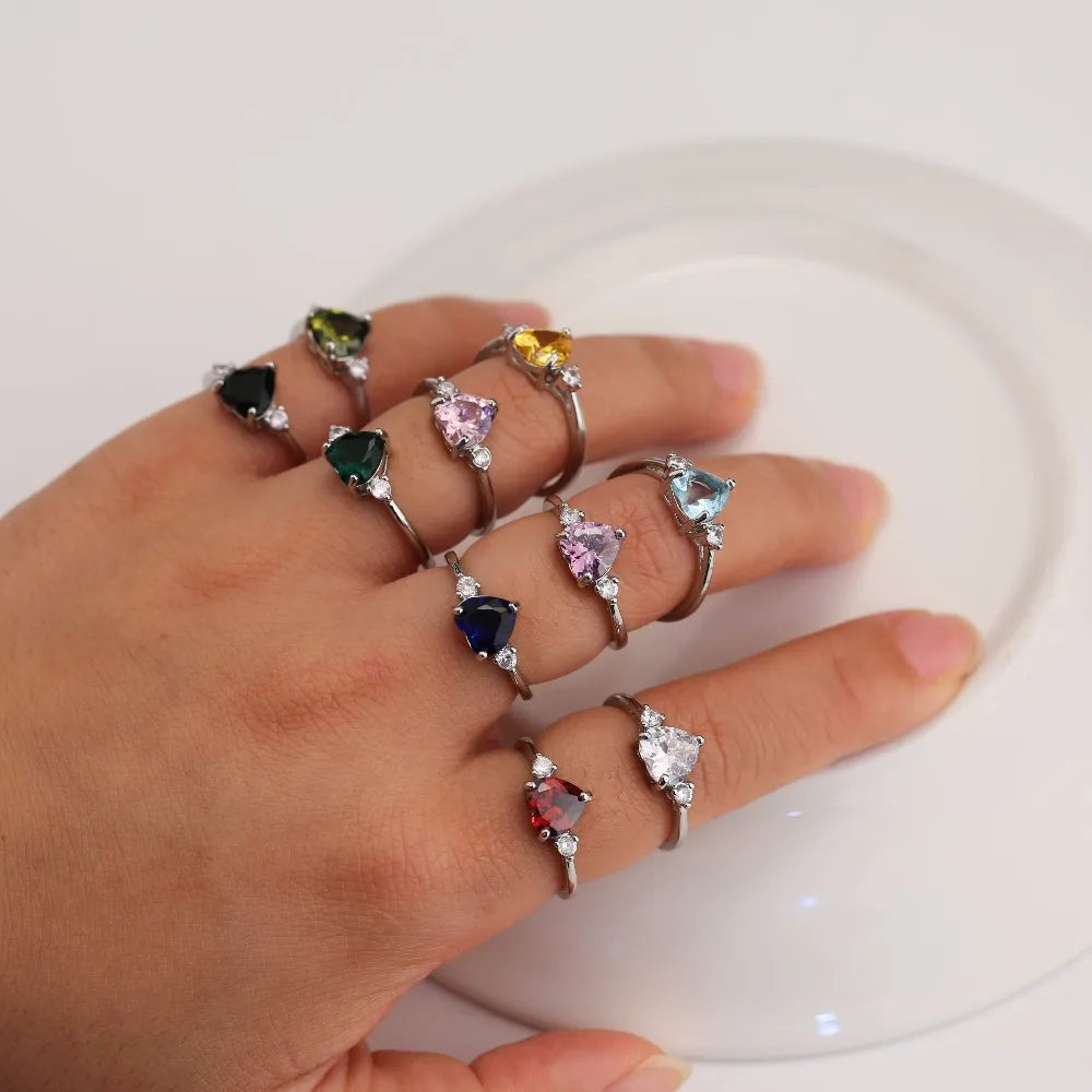 Huitan Mood Ring with Lovely Heart Design Brilliant CZ Prong Setting Silver Plated Best Christmas New Year Gift Rings for Women BEAUTY ABAYA BOUTIQUE