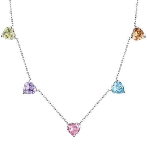 5 PCS Big Heart Shaped Stone Birthstone Pastel Colorful Fashion Women Jewelry Charm Choker Necklace