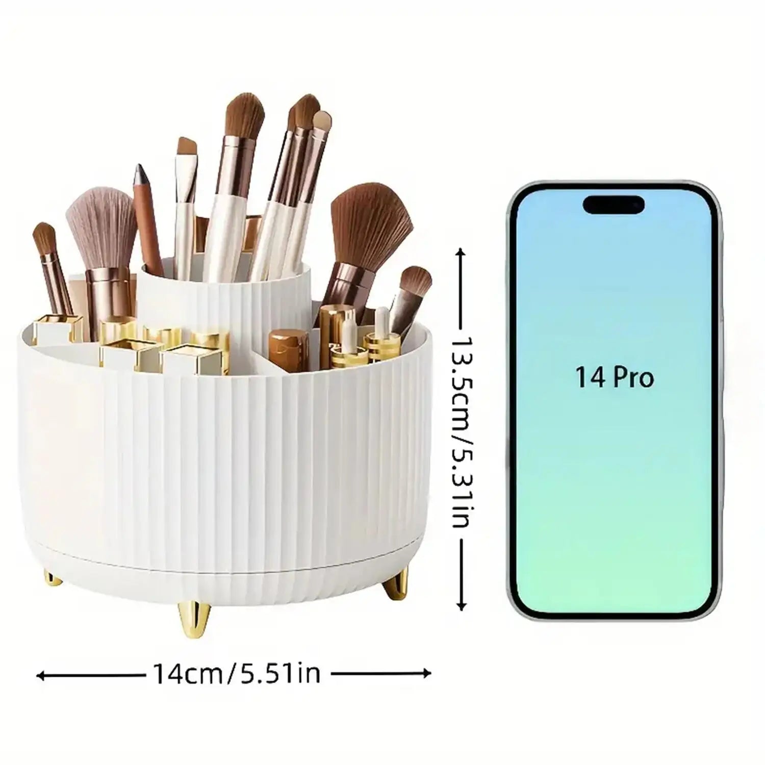 360° Rotating Makeup Organizer - 1pc Plastic Cosmetic Storage with 5 Compartments - Multi-Functional Holder for Brushes BEAUTY ABAYA BOUTIQUE
