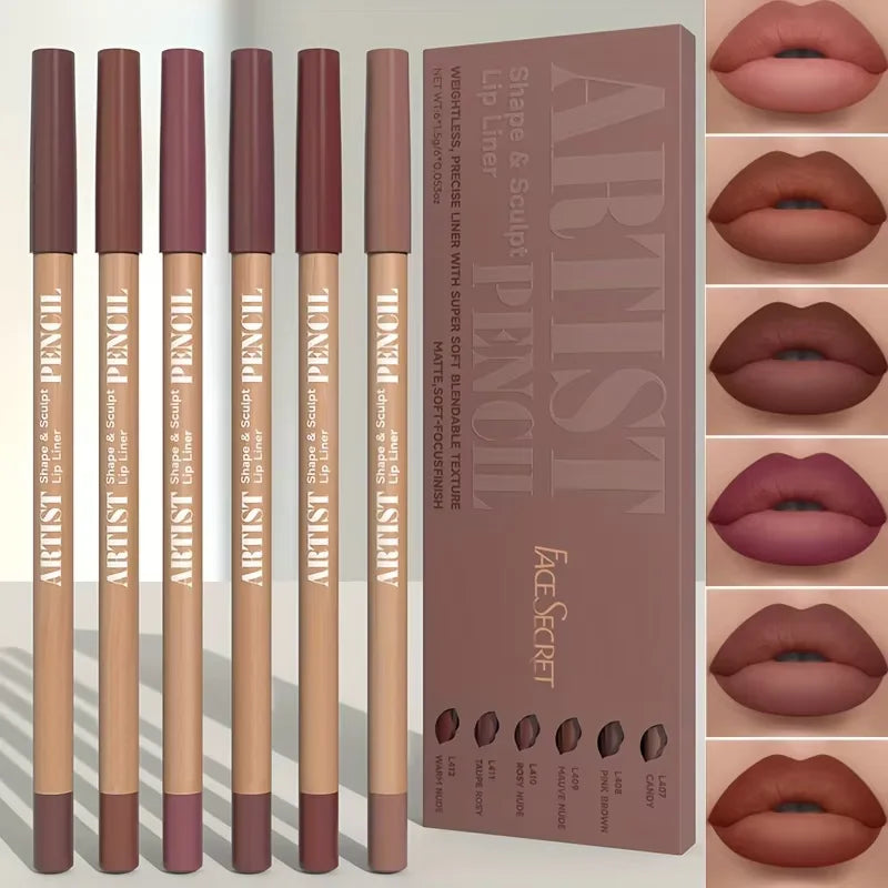 6pcs Velvet Matte Lip Liner Pencils Set Long-Lasting Non-Drying Perfect for Lining Filling Lips Versatile for All Skin Typ BEAUTY ABAYA BOUTIQUE