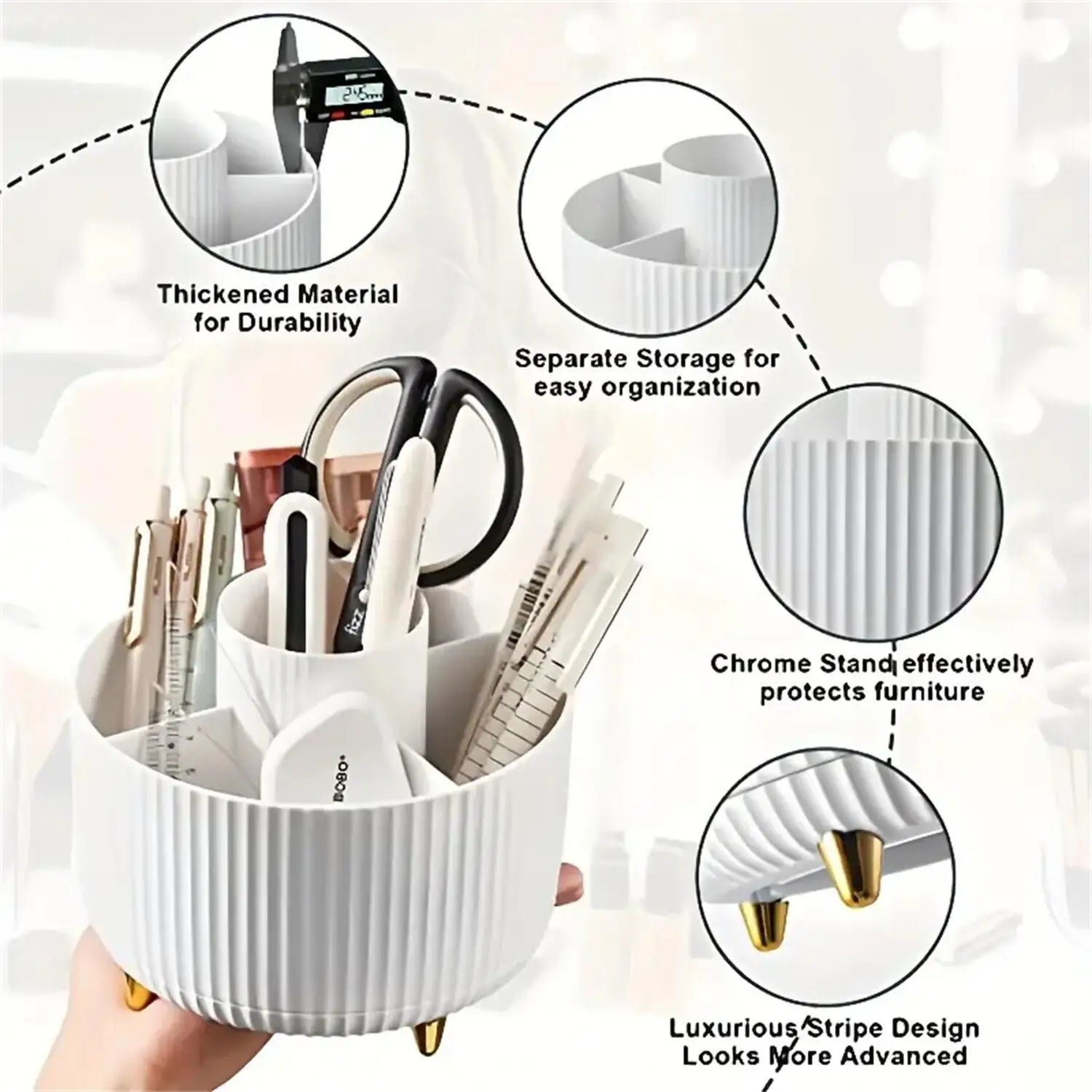 360° Rotating Makeup Organizer - 1pc Plastic Cosmetic Storage with 5 Compartments - Multi-Functional Holder for Brushes BEAUTY ABAYA BOUTIQUE
