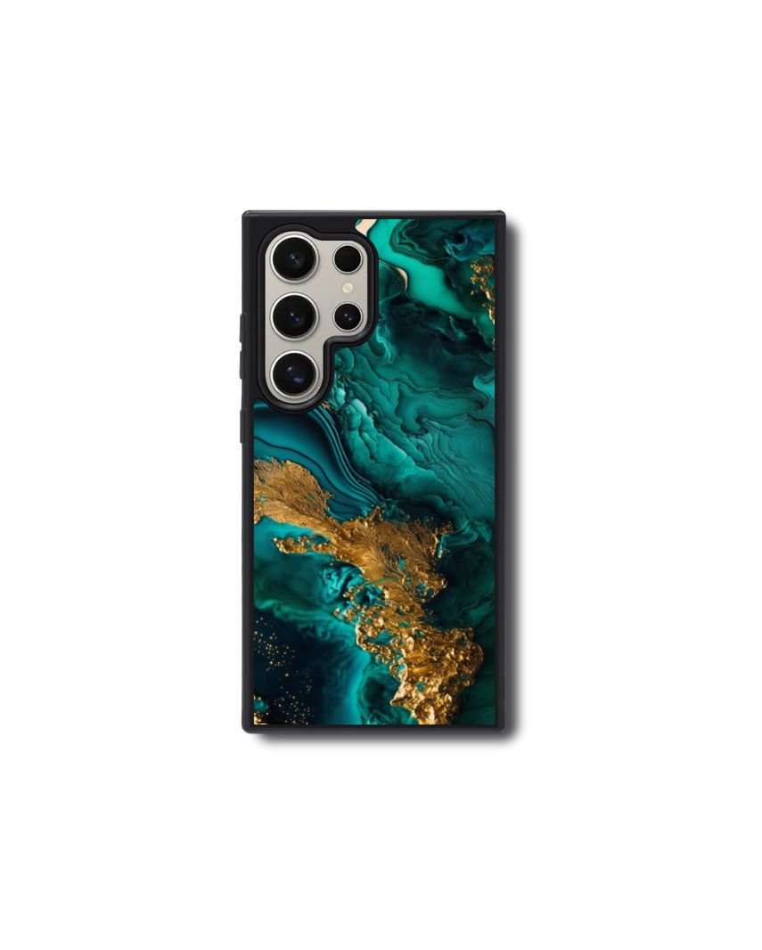 Teal and Gold Swirl Phone Case Vivid Ship Studio LLC