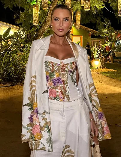 Floral Print Pants 3-piece Set Women Elegant Oversized Blazer Corset Top Sling Top Suit 2026 New Lady Holiday Bohemian Outfit Chictechhub